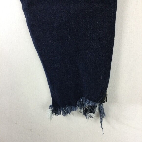 Kancan Womens Fringe Hem Ankle Zip Skinny Dark Wash Denim Jeans Blue Size 24 - Picture 8 of 11